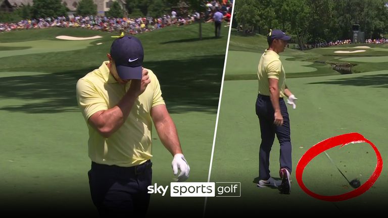 Rory McIlroy hit a terrible shot and almost hit a cameraman with his club after on the 5th hole at the Memorial tournament.