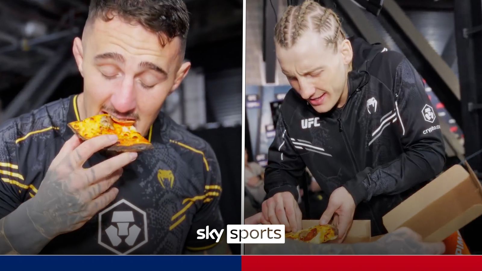 A celebratory slice! Paddy Pimblett and Tom Aspinall share pizza after ...