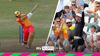 Livingstone's huge six caught superbly by crowd!