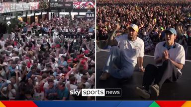 Hamilton, Russell and fans celebrate England's win on penalties!