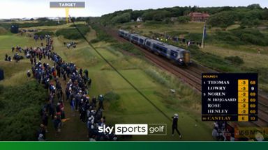 'Woah that was scary!' | Cantlay hits tee shot as train approaches!