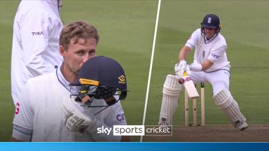 Root celebrates with ramp shot after scoring 32nd Test century