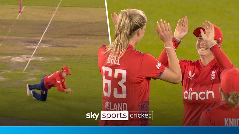 Alice Capsey provided two fine catches for England as they chased down New Zealand.