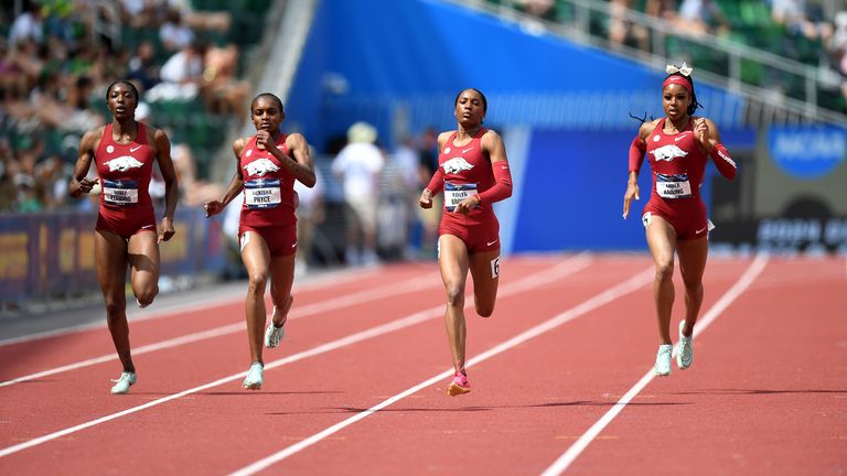 Anning was part of the University of Arkansas relay squad that set the fastest women's indoor 4x400m relay time in history.

