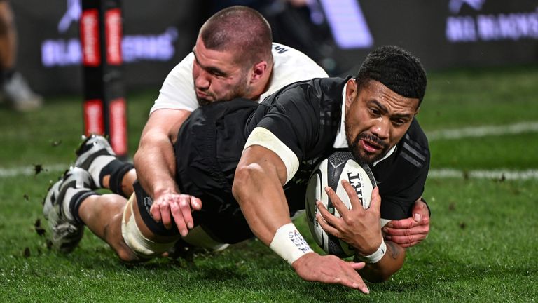 New Zealand's Ardie Savea scores