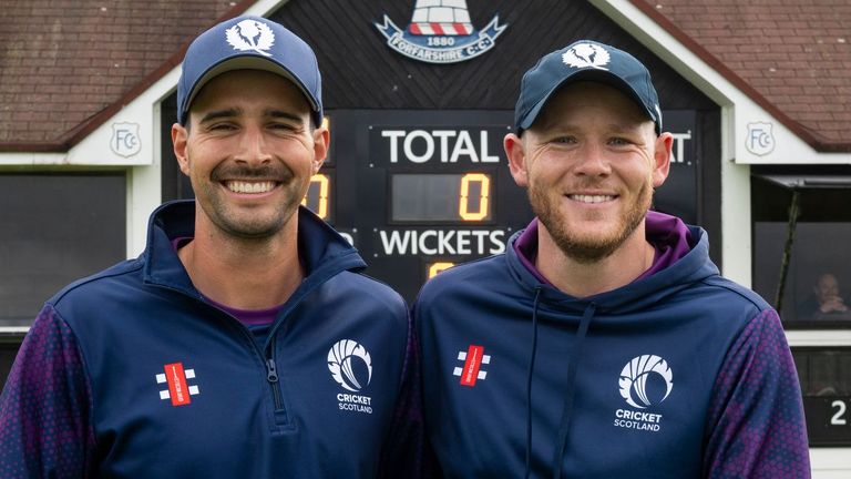 Charlie Cassell (left) took seven wickets on his ODI debut for Scotland