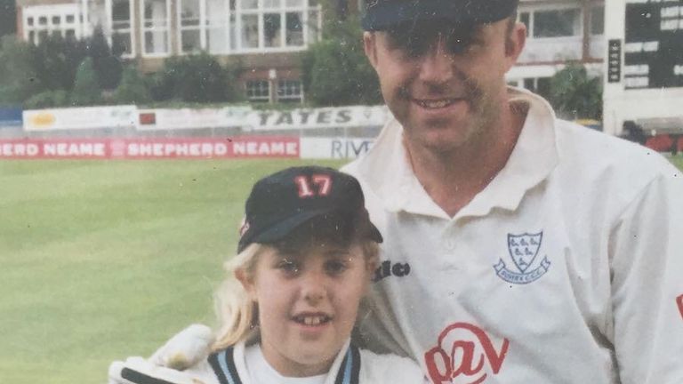 Georgia Adams with her father, former Sussex men's captain Chris Adams