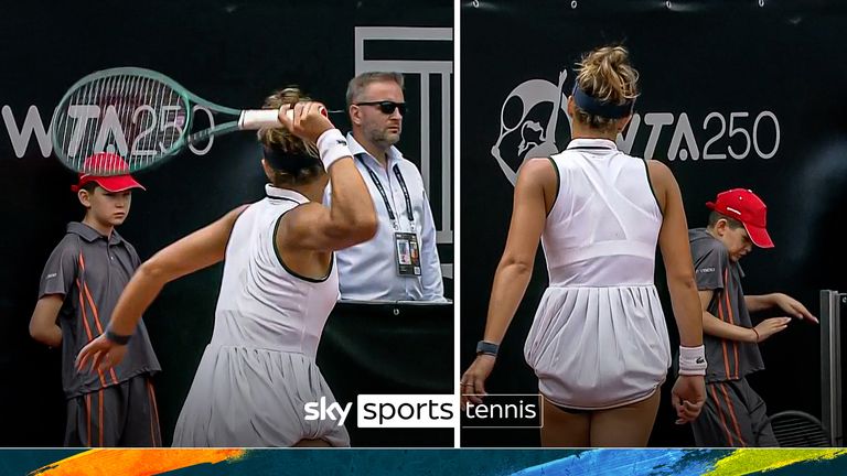 Jaqueline Cristian launched her racket in anger after losing a point and almost hit one of the ball kids