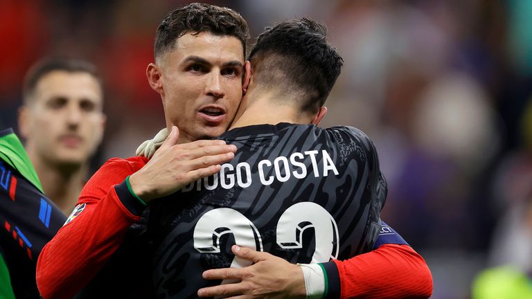 Cristiano Ronaldo and Diogo Costa