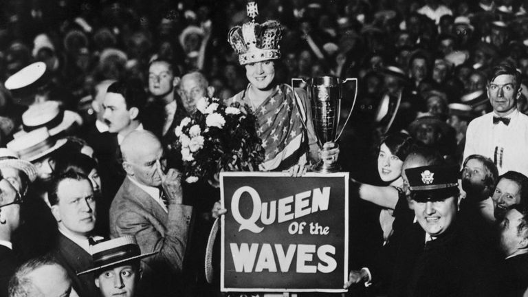 Gertrude 'Trudy' Ederle became known by the press as 'Queen of the Waves' following her successful English Channel swim. 