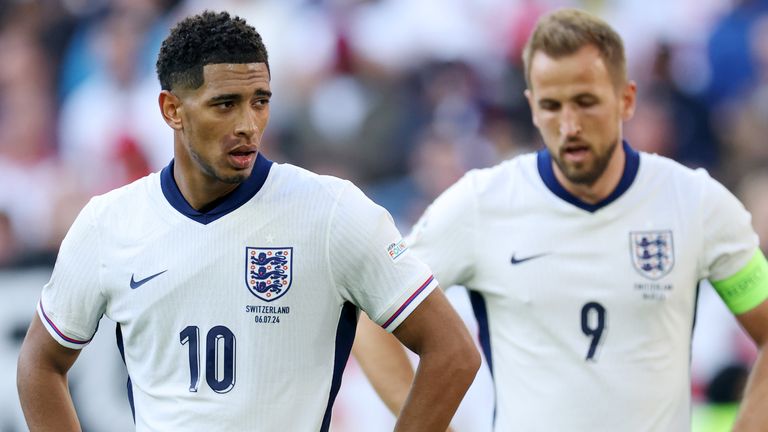 Jude Bellingham and Harry Kane look frustrated during England's Euro 2024 clash with Switzerland