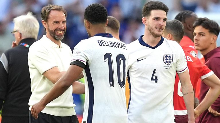 Gareth Southgate congratulates Jude Bellingham after England defeat Switzerland on penalties