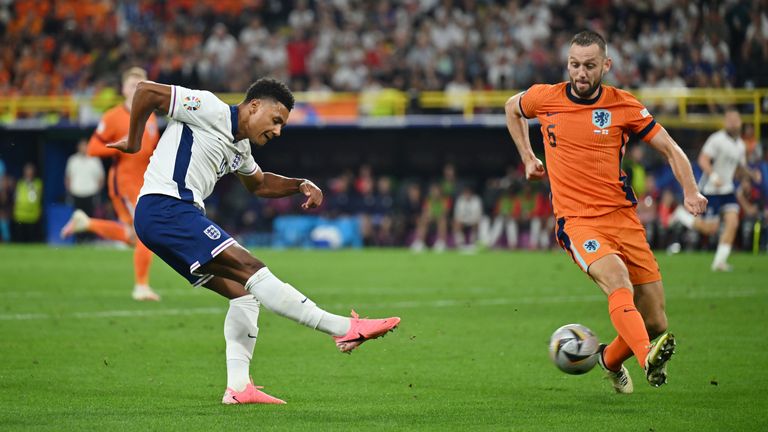 Ollie Watkins fires England ahead against the Netherlands