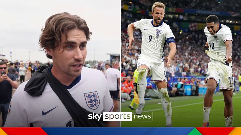 A senior Sky Sports reporter caught up with an England fan outside the pitch after he decided to leave early and told him about Jude Bellingham's equaliser. 