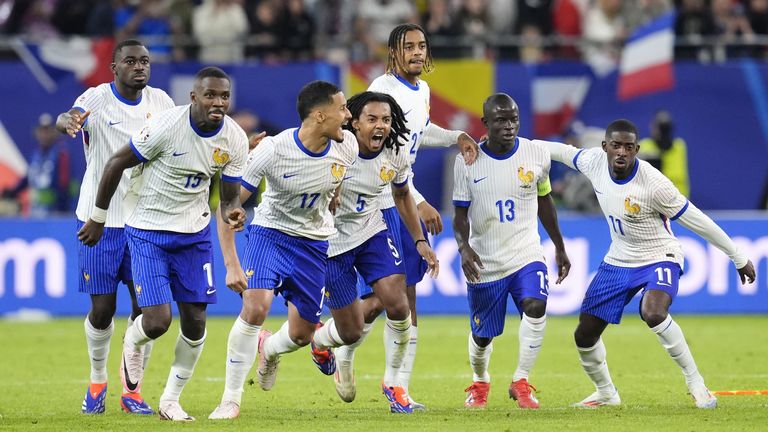 France players celebrate their shootout win over Portugal