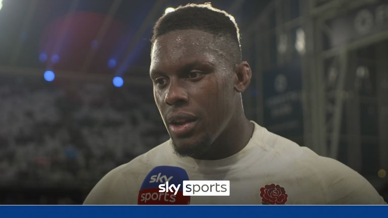 Maro Itoje speaks following the opening Test between England and New Zealand