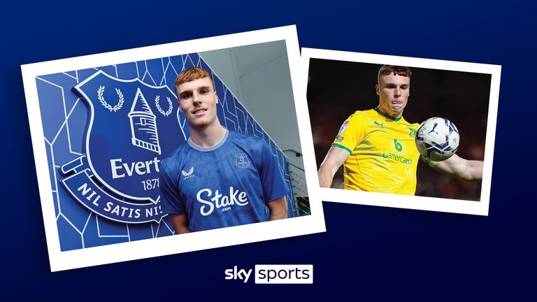 Republic of Ireland international Jake O'Brien has signed for Everton from Lyon (Composite: Sky Sports/Everton FC/PA Images)