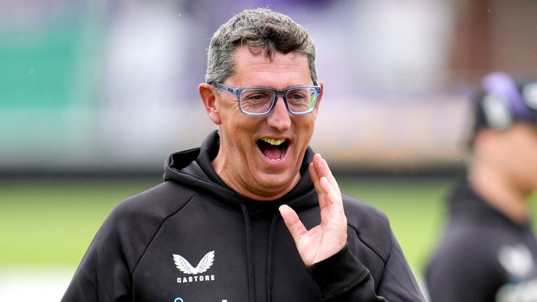 England manager Jon Lewis during a nets session at The Cloud County Ground, Chelmsford. Photo date: Tuesday, May 28, 2024.