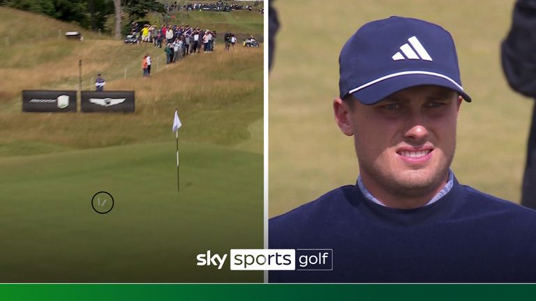 Watch Ludvig Aberg's shot lands on top of another ball!