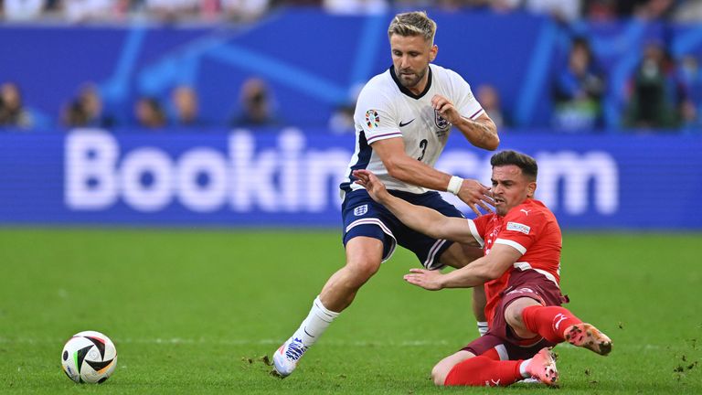 Luke Shaw returned to action against Switzerland as a sub