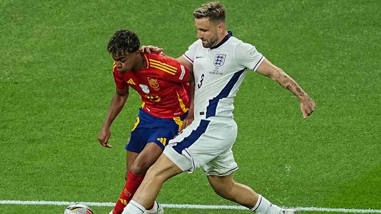 Luke Shaw stuck to his task up against Lamine Yamal