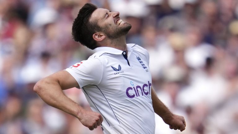 England v West Indies - Rothesay Men's Test Match - Third Test - Day Three - Edgbaston
England Mark Wood celebrates taking the wicket of West Indies' Shamar Joseph during day three of the Third Rothesay Test match at Edgbaston, Birmingham. Picture date: Sunday July 28, 2024.