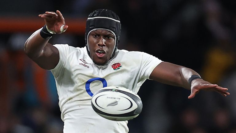 DUNEDIN, NEW ZEALAND - JULY 06: Maro Itoje of England during the International Test Match between New Zealand All Blacks and England at Forsyth Barr Stadium on July 06, 2024 in Dunedin, New Zealand. (Photo by Hannah Peters/Getty Images)