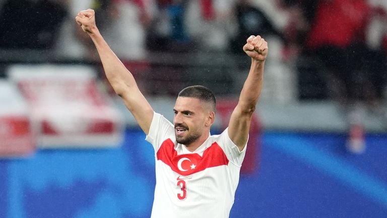 Turkey's Merih Demiral celebrates scoring his second goal against Austria