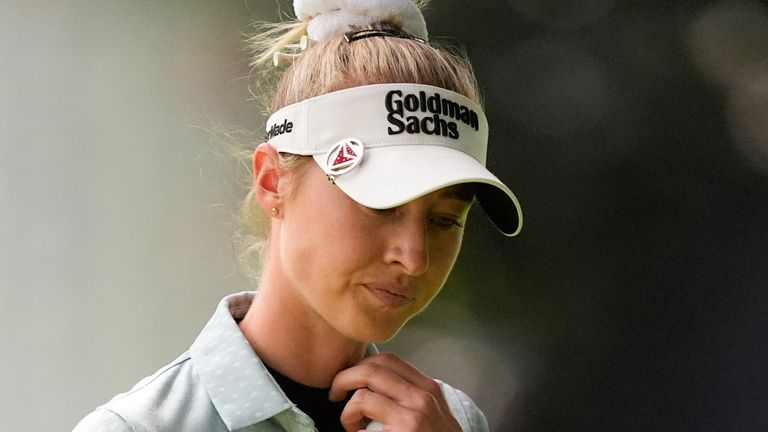 Nelly Korda walks off the green after completing the sixth hole during the second round of the Women's PGA Championship golf tournament at Sahalee Country Club, Friday, June 21, 2024, in Sammamish, Wash. (AP Photo/Gerald Herbert)