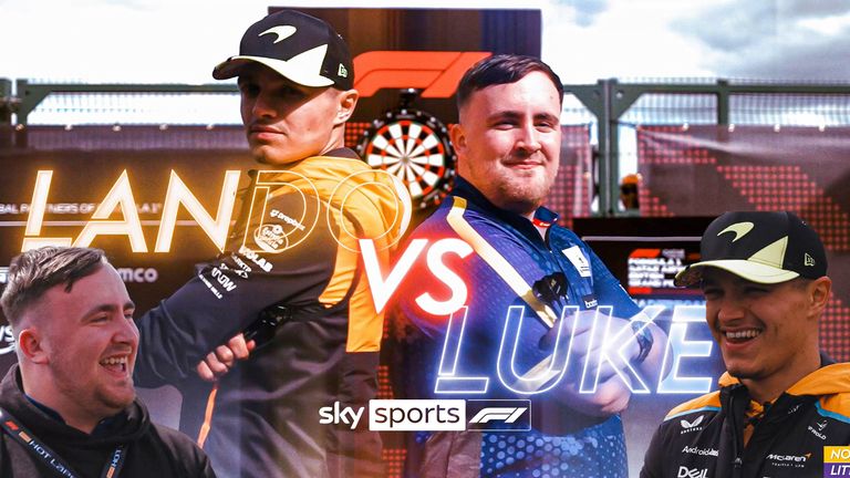Luke Littler and Lando Norris take each other on at a darts challenge followed by a hot lap around the Silverstone track ahead of the British Grand Prix