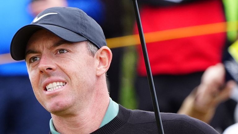 McIlroy was playing alongside Tyrrell Hatton and Max Homa on the opening day in Scotland