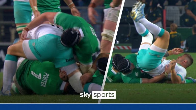 South Africa hooker Malcolm Marx suffered a leg break after a controversial croc roll which earned Ireland's Caelan Doris a yellow card.