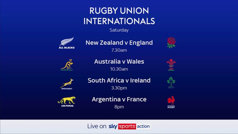 Rugby Union internationals live on Sky Sports this Saturday