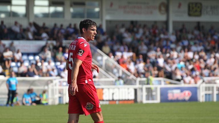 Shaun Pearson of Wrexham during the Vanarama National League match between Hartlepool United and Wrexham at Victoria Park, Hartlepool on Monday 26th August 2019.