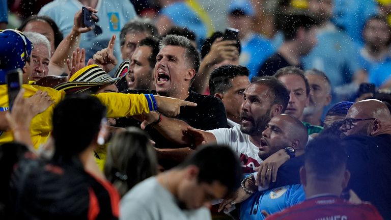 The Colombia fans altercated with the family section of Uruguay's players