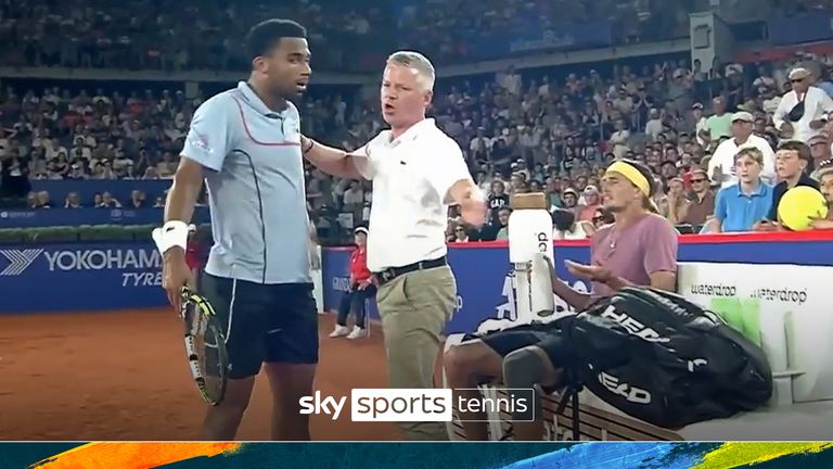 Fils is removed by the umpire after arguing with Zverev in Hamburg