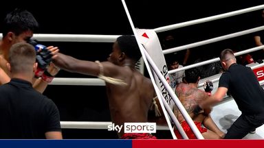 Kinteh lands brutal KO leaving opponent falling out the ring!