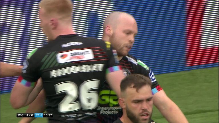 Adam Keighran's looping pass provided Liam Marshall with a walk-in for Wigan's opening try against St Helens