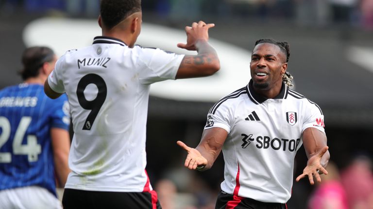 Adama Traore celebrates after scoring Fulham's equaliser