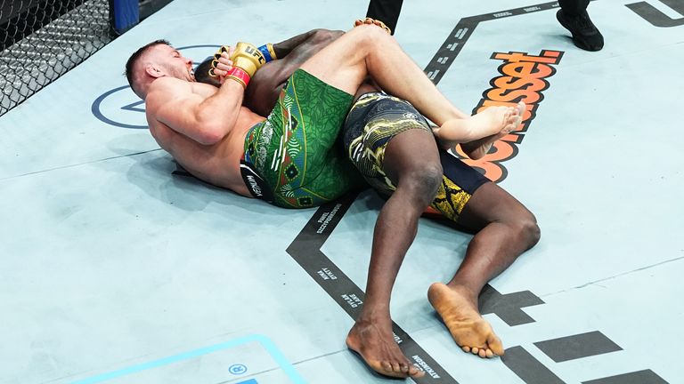 PERTH, AUSTRALIA - AUGUST 18:  in their middleweight title fight during the UFC 305 event at RAC Arena on August 18, 2024 in Perth, Australia. (Photo by Jeff Bottari/Zuffa LLC)