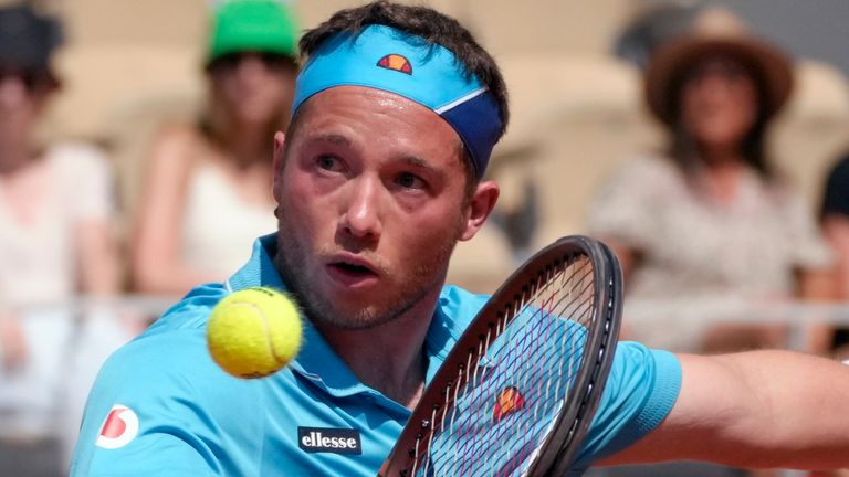 Britain's Alfie Hewett during wheelchair tennis at French Open (Associated Press)