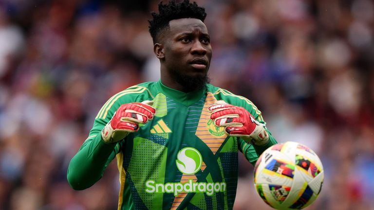 Manchester United's Andre Onana during the pre-season friendly match at the Scottish Gas Murrayfield Stadium, Edinburgh. Picture date: Saturday July 20, 2024.