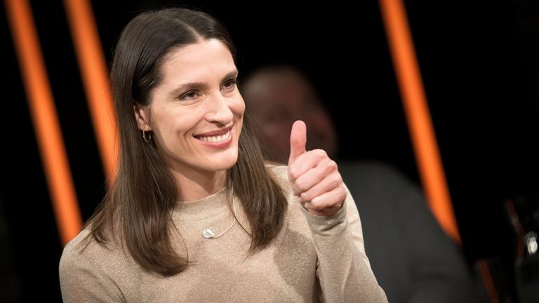 Tennis player Andrea Petkovic at the recording of the Radio Bremen talk show "3nach9". Photo by: Sina Schuldt/picture-alliance/dpa/AP Images