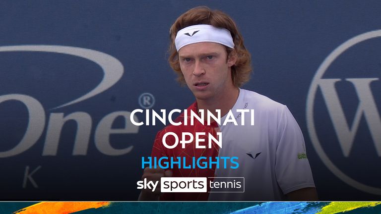 Highlights of Andrey Rublev against Zhang Zhizhen from the Cincinnati Open.