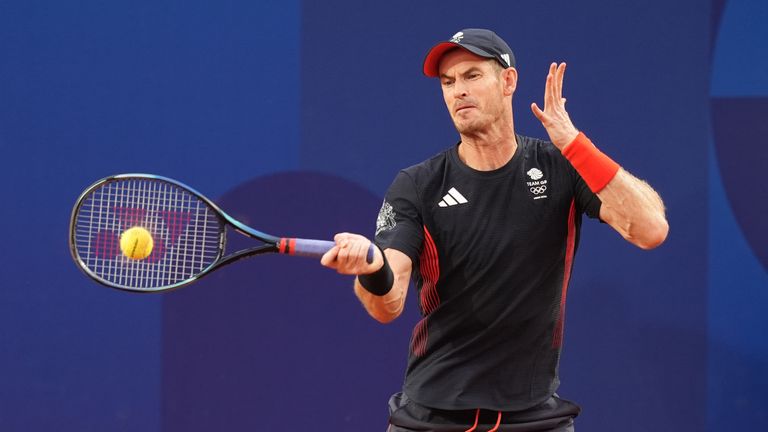 Great Britain's Andy Murray during his Men's Doubles Quarter-Final match with Dan Evans against USA's Taylor Fritz and Tommy Paul 