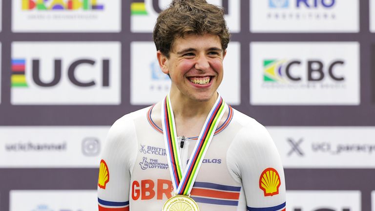 2024 UCI Para-cycling Track World Championships - Rio Olympic Velodrome, Rio de Janeiro, Brazil - Gold for Archie Atkinson of Great Britain - Men...s C3-C4 Elimination Race (credit: SWPix)