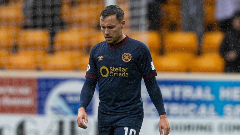 Hearts' Barrie McKay looks dejected at Motherwell