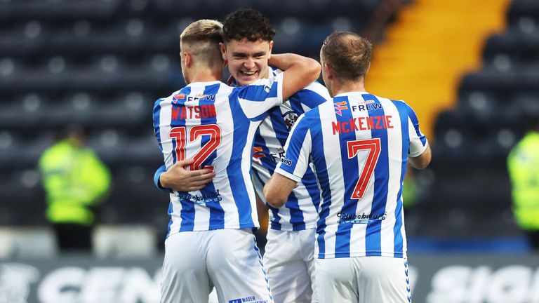 KILMARNOCK, SCOTLAND - AUGUST 08: Kilmarnock...s Bobby Wales celebrates after scoring to make it 2-2 during a UEFA Europa Conference League qualifier between Kilmarnock and Tromso IL at Rugby Park, on August 08, 2024, in Kilmarnock, Scotland. (Photo by Ross MacDonald / SNS Group)