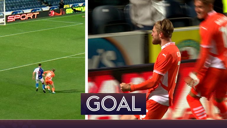 Watch as Hayden Coulson finds the back of the net to put Blackpool ahead in the Carabao Cup fixture against Blackburn.