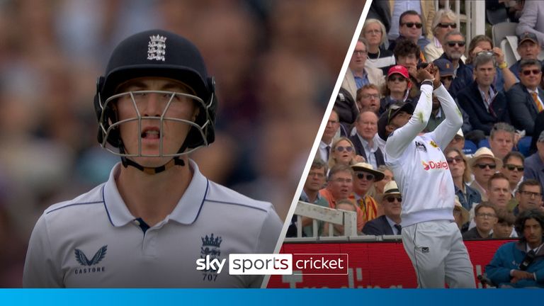 Watch as Harry Brook sends the ball right into the hands of Nishan Madushka, on the third day of England’s second test against Sri Lanka.